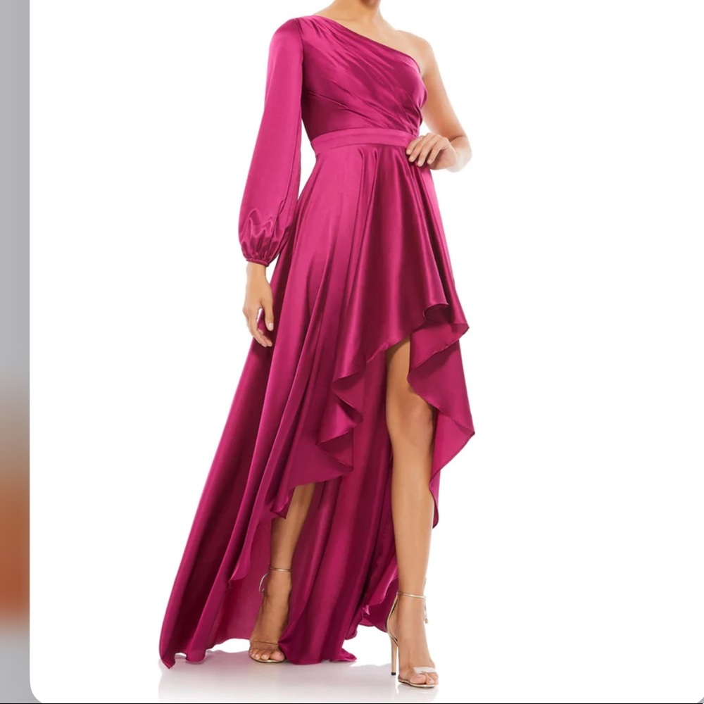 High Low One Shoulder Flowy Gown